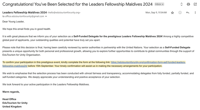 [Accepted]: LEADERS FELLOWSHIP MALDIVES, 2024